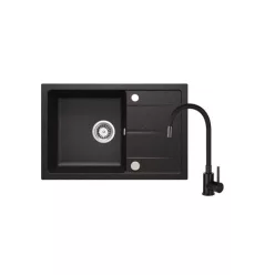   Mosogatótálca, Deante Leda 1 medencés gránit mosogató csapteleppel, grafit ZRDP2113