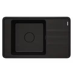   Mosogatótálca, Deante Momi 1 medencés gránit mosogató csepegtetővel, fekete ZKM_N11B