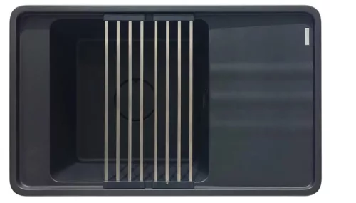 Mosogatótálca, Deante Momi 1 medencés gránit mosogató csepegtetővel, fekete ZKM_N11B