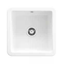   Mosogatótálca, Deante Lumi 1 medencés kerámia mosogató 45,7x45,7 cm, fehér ZCU_610B