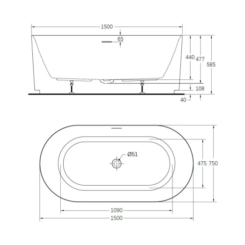 Kád, Wellis Pireas kád, fehér 150x75 WK00215
