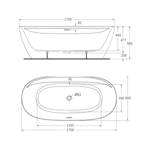 Kád, Wellis Katerini kád, matt fehér 170x80 WK00220
