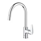 Mosogató csaptelep, Grohe BauEdge mosogató csaptelep, kihúzható fejjel, króm 30536000