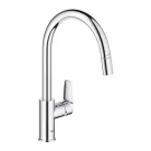 Mosogató csaptelep, Grohe BauEdge mosogató csaptelep, kihúzható fejjel, króm 30536000