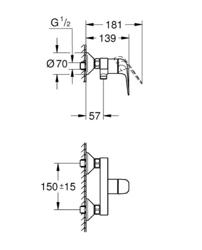 Zuhany csaptelep, Grohe Euroeco zuhany csaptelep, króm 32740001