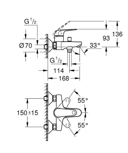 Kádtöltő csaptelep, Grohe Euroeco kádtöltő csaptelep, króm 32743001