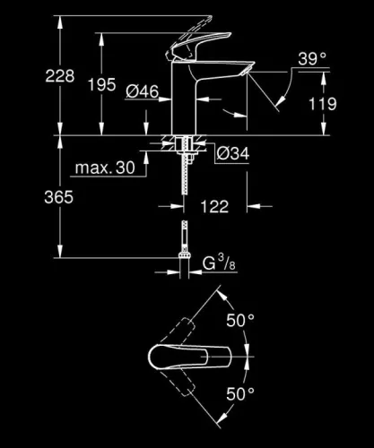 Mosdó csaptelep, Grohe Eurosmart mosdó csaptelep, króm 23324003