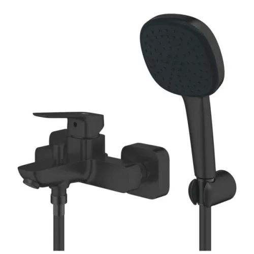 Kádtöltő csaptelep, Grohe Cubeo kádtöltő zuhanyszettel, fekete 1018142430
