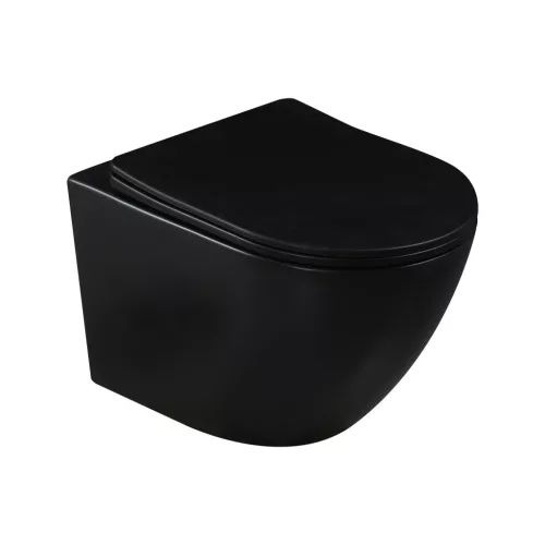 WC, Invena Tavro fali wc soft-close wc tetővel, fekete CE-71-005-Y