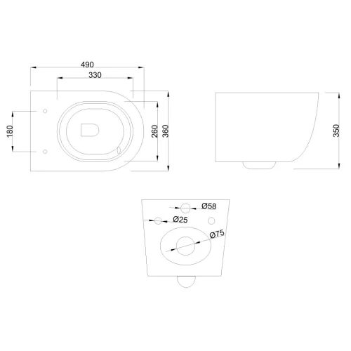 WC, Invena Tavro fali wc soft-close wc tetővel, fekete CE-71-005-Y