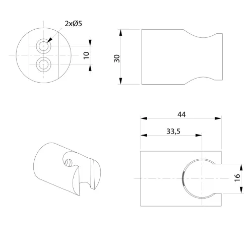 Kézizuhany, Sapho fix kézizuhany tartó, matt réz 1205-15PG
