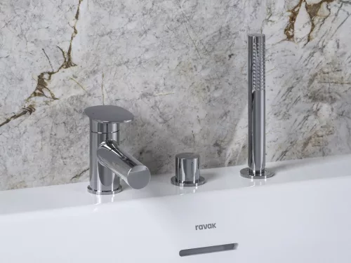 Kádperemre szerelhető csaptelep, Ravak Spring SG 026.00CR, 3 utas, króm X070529