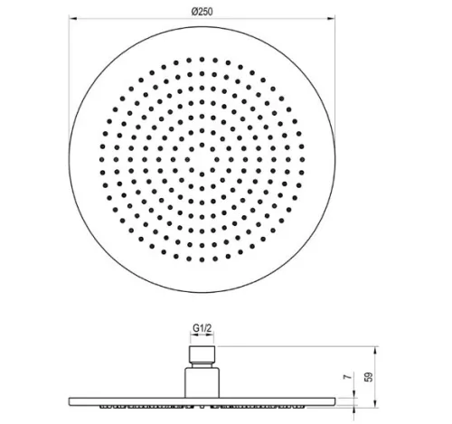 Trópusi zuhany, Ravak esőztető zuhanyfej, 250 mm, 980.30SSB, rozsdamentes acél X07P1576