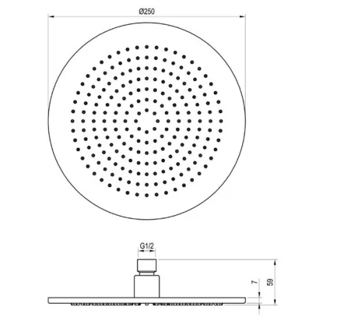 Trópusi zuhany, Ravak esőztető zuhanyfej, 250 mm, 980.60CH, champagne X07P1656