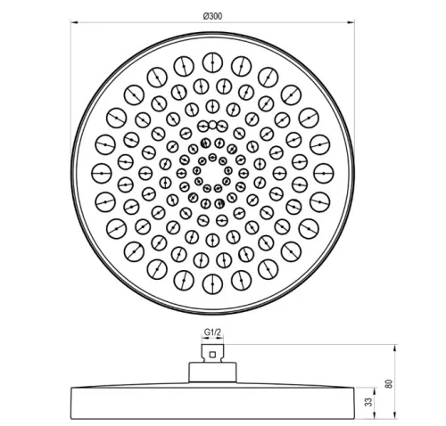 Trópusi zuhany, Ravak esőztető zuhanyfej, 300 mm, 991.00CR, króm X07P1457