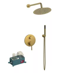  Falba süllyesztett csaptelep, Wellis Altona zuhanyszett brushed gold WZ00109
